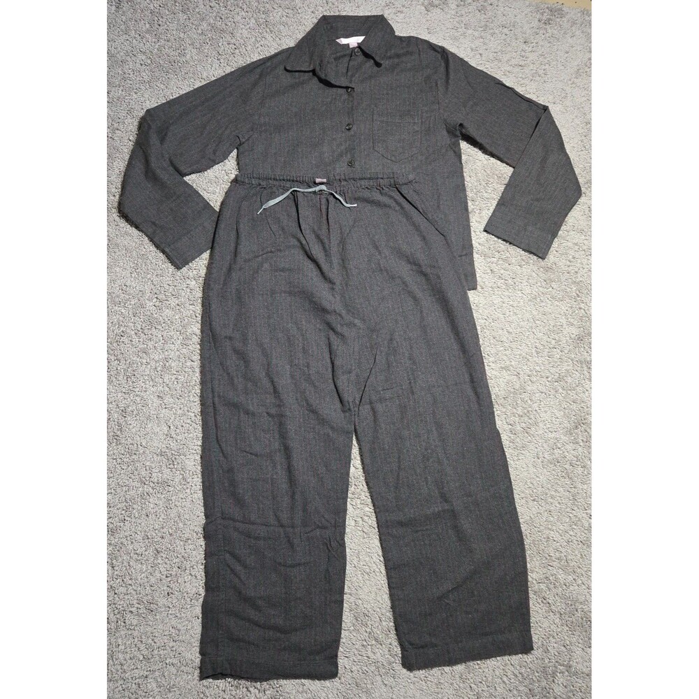 Victoria's Secret Pajamas Set Long Sleeve Pants 100% Cotton Women's Medium Gray